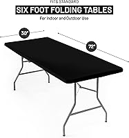 Vista 2 de Shamrock Home Mantel ajustable de poliéster de 6 pies, mantel rectangular elástico, mantel para mesas de 6 pies, funda de mesa de picnic para Negro