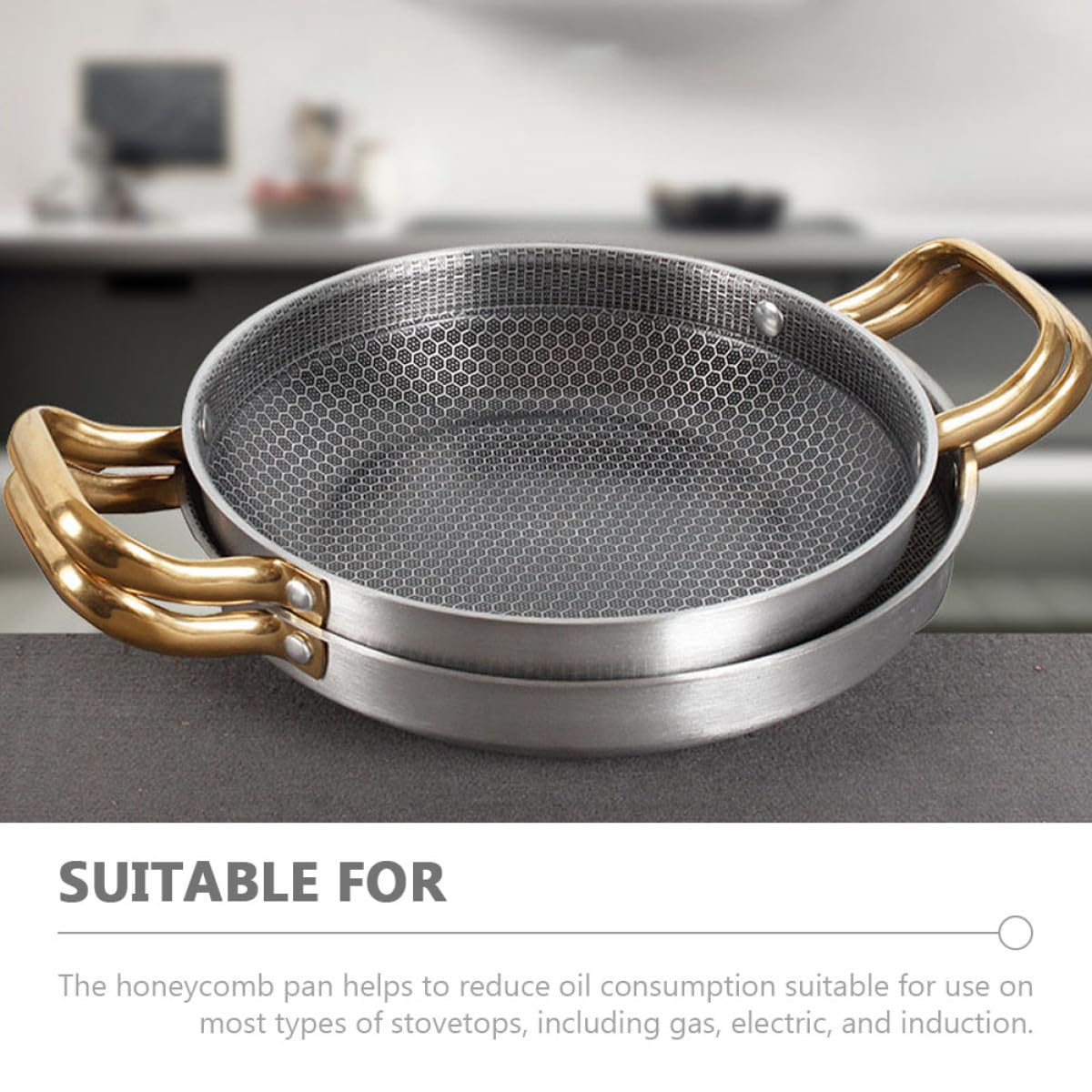 Homoyoyo Edelstahl Wabenbeschichtung Pfanne mit Ergonomischem Griff und Antihaftender Oberfläche für Schonendes Braten von Meeresfrüchten und Kleinen Krustentieren in Küche