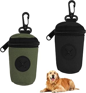 Kotbeutelspender Hund Outdoor 2 Stück Kompakter Hundekotbeutelhalter aus 900D Polyester Seitliche Öffnung Reißverschluss & Karabiner Ideal für Spaziergänge Reisen Camping mit Haustieren product image
