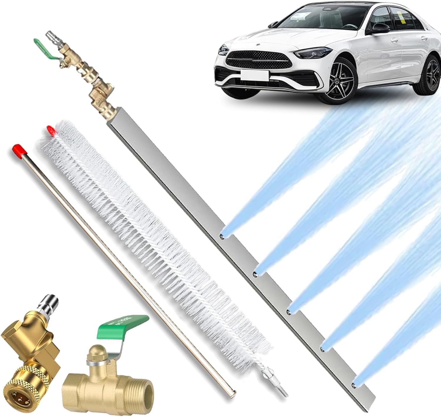 Radiator Cleaning Wand, 24''/32'' Radiator Pressure Washer Wand, 4500 PSI Radiator Flush and Cleaner Tool with Two 1/4'' Quick Coupler for Cars, Trucks, RVs (24inch-B)