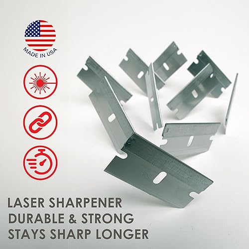 Miniatura 7 de Cuchillas de afeitar de un solo filo, paquete de 100, fabricadas en los Estados Unidos, cuchillas de afeitar industriales, repuestos de raspador,