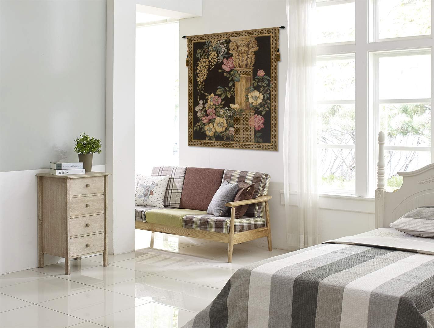 Corinthian Columns Black European Tapestry - 25 in. x 31 in. Cotton/Viscose/Polyester by Vittorio Zecchin