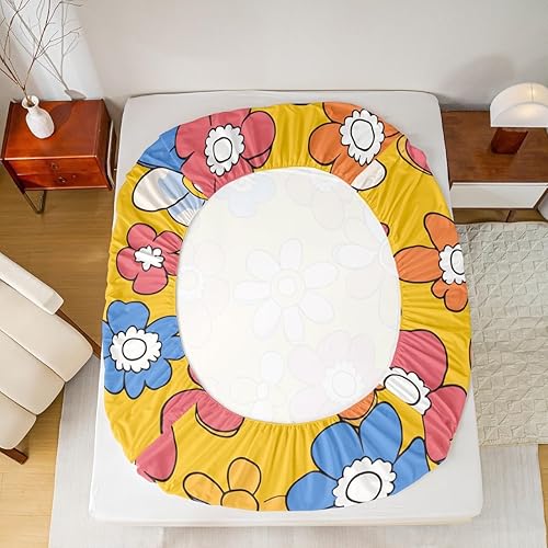 Miniatura 4 de Lindo juego de ropa de cama retro con estampado de flores, tamaño Queen, juego de sábanas coloridas de Kawaii para dormitorio de niños y niñas,