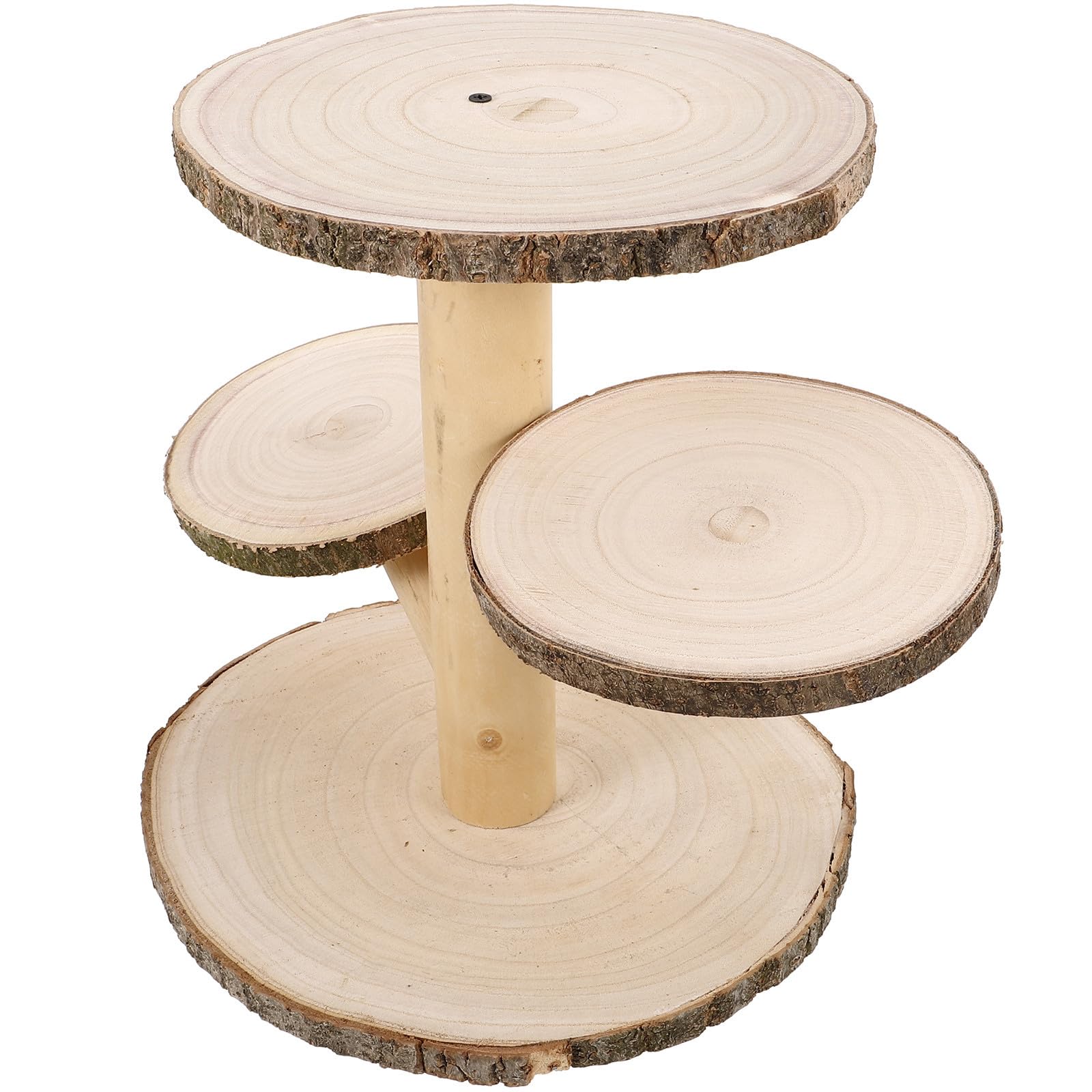 Présentoir à Gâteaux Style Campagne 4 Niveaux Tour Circulaire en Bois Pratique et Élagnant Support Dessert Pratique et Élégant pour Table de Fête ou Shower