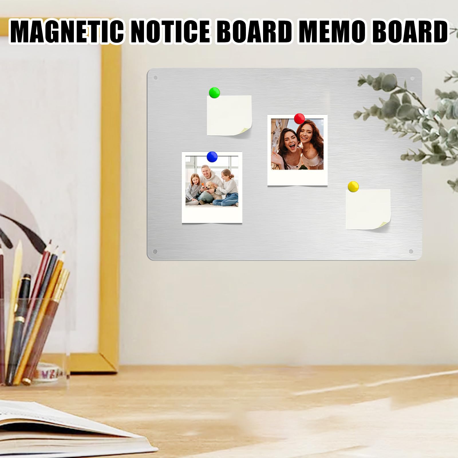PRITOK 2 Pieces Magnetic Board for Wall: 43cm30cmStainless Steel Magnetic Board Magnet Bulletin Board, Strong Magnetic Surface with Accessories for Home Office Classroom Kids Bedroom Refrigerator - Image 3
