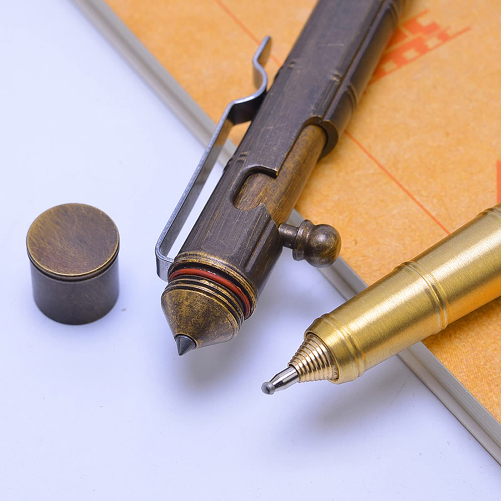 Gel-Tintenstift Aus Messing – Vintage Kugelschreiber Mit Bolt-Action, 13,5 Cm, Retro-Design, Schwarz