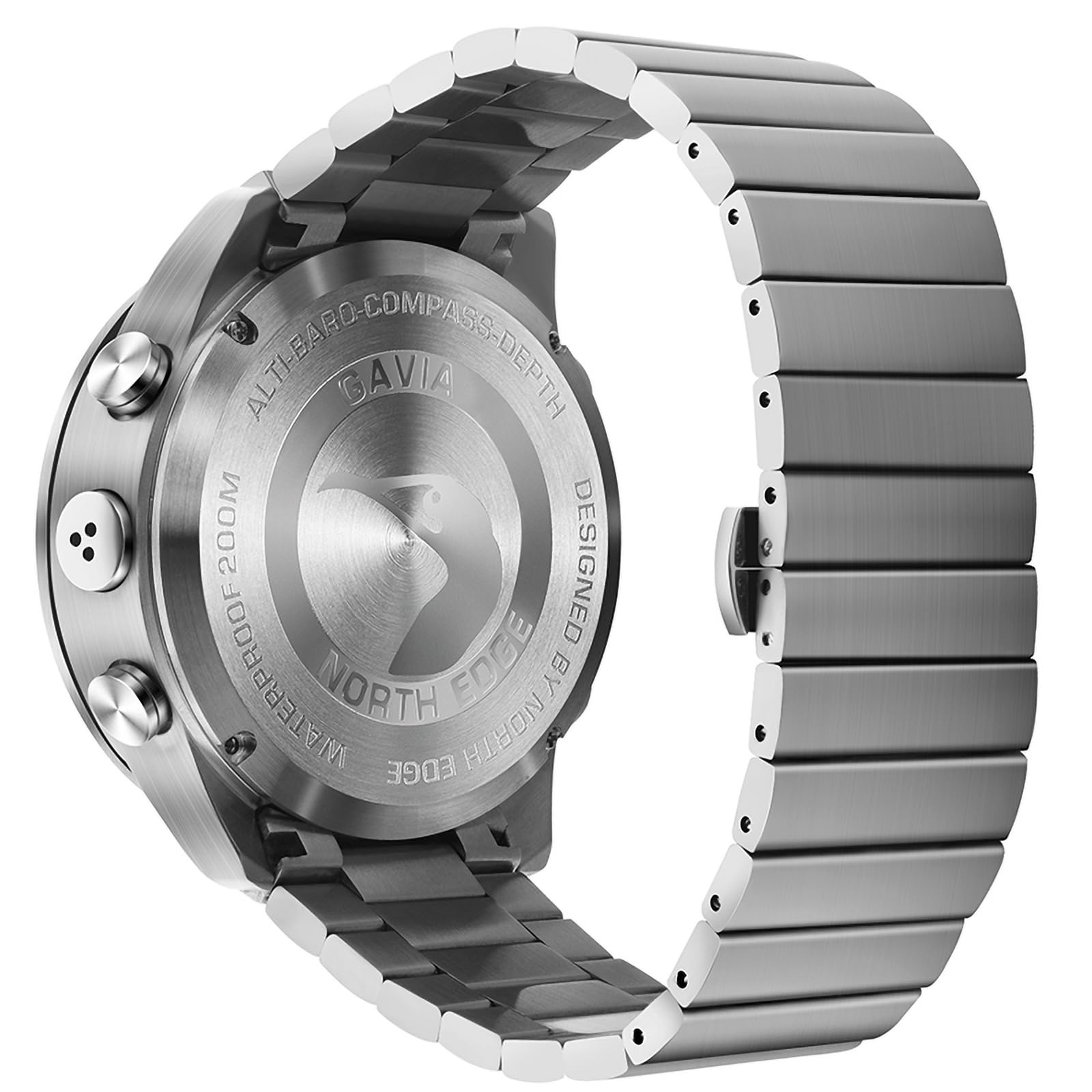 NORTH EDGE MARS3 Herren Digitaluhr Robuste Outdooruhr mit Schrittzähler Sportuhren Dual Time Wecker Wasserdicht 50m Schwarz