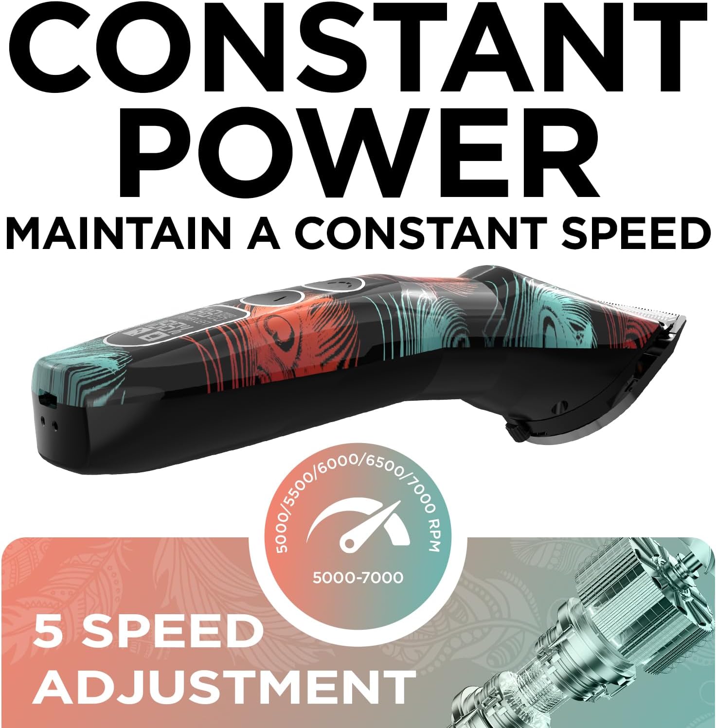 shernbao Professional Animal Grooming Clipper for Thick Heavy Coats, 5-Speed Low Noise Powerful Corded/Cordless 5-in-1 Blade for Small & Large Pet, Dog, Cat, Horse