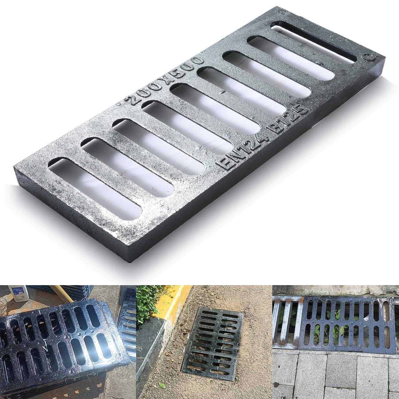 Rectangle Cast Iron Drain Grate, 8 * 20 in, B125 Sewer Grate