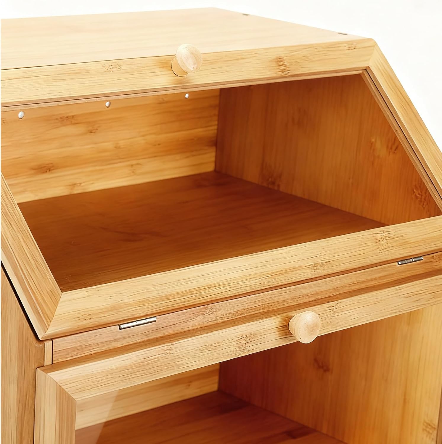 木製 パン 箱 | 木製二段密閉保存 - モダンパン整理収納ボックス | 食品・デザート・マフィン・クッキー・フルーツ・野菜・パント