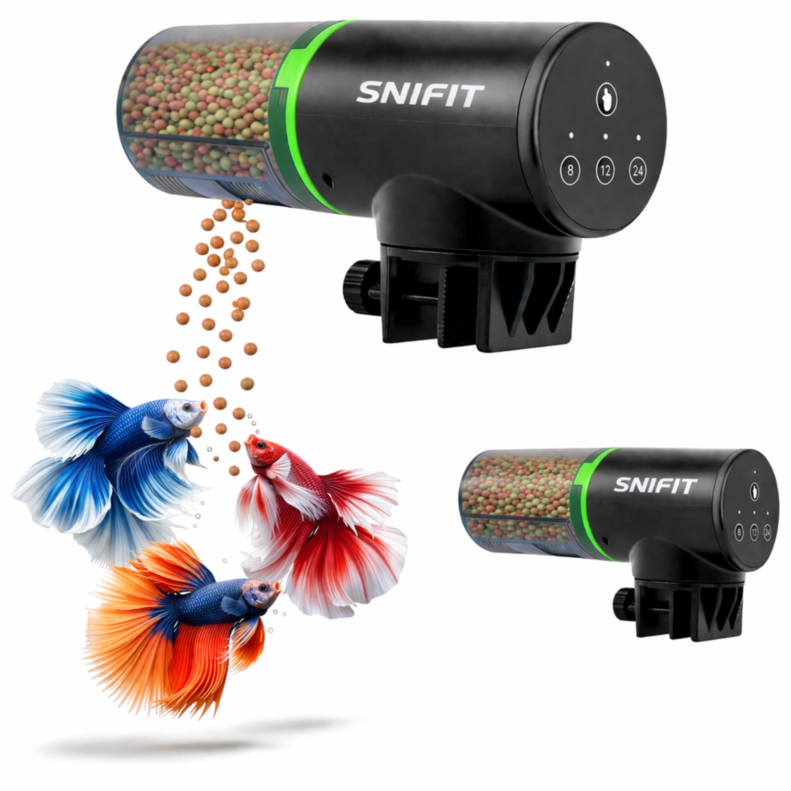 Mangeoire automatique pour aquarium – Distributeur automatique de poissons – avec programme d'alimentation réglable pour la maison ou le bureau et petit réservoir de tortue Betta – Vacances de
