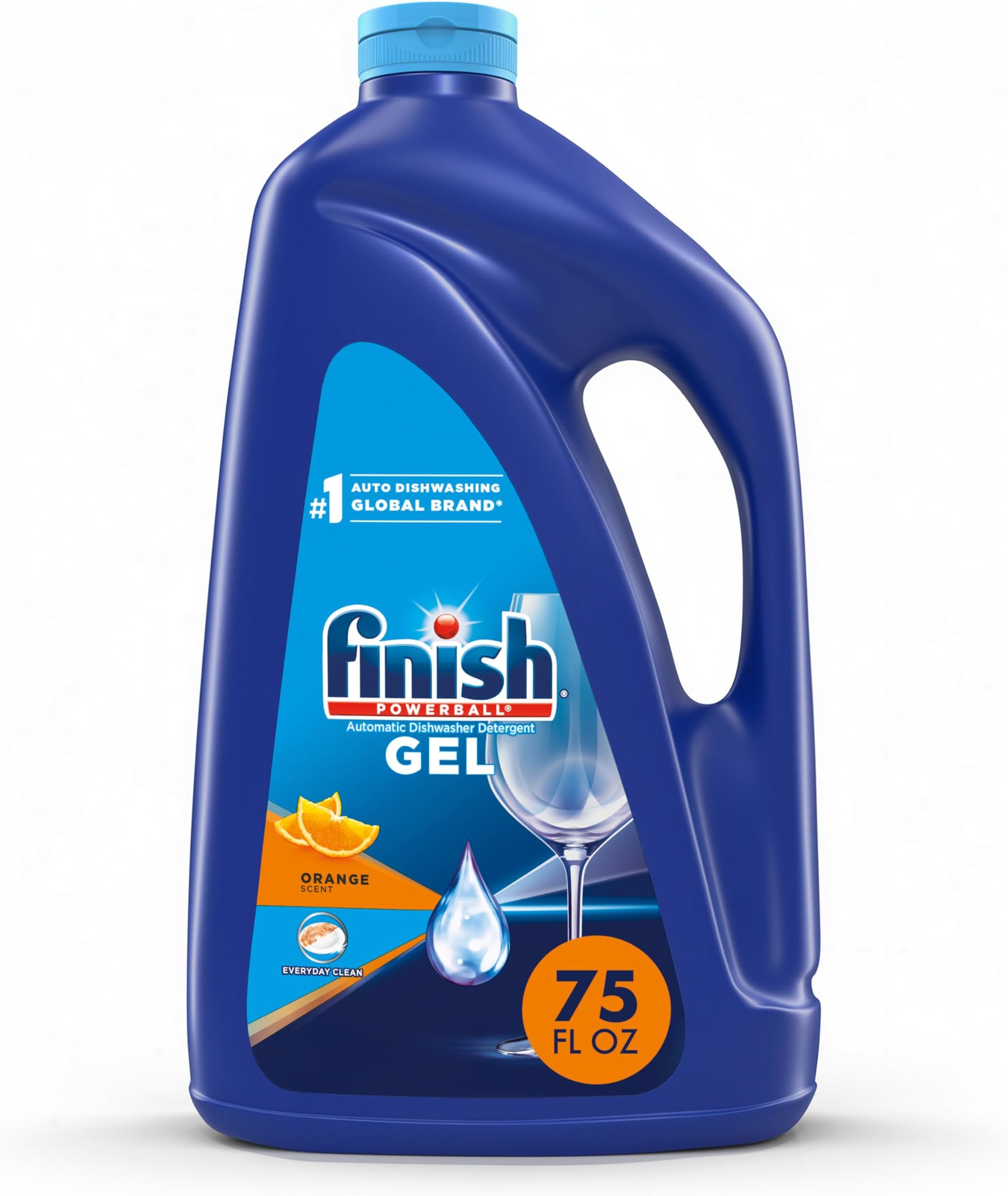 Gel Liquid Dishwasher Detergent, Advanced Deep Cleaning Power Dish Soap, Fights Tough Stains, Dishwasher Soap, Septic Safe & Plastic-Free Dish Detergent, Orange Scent, 75oz