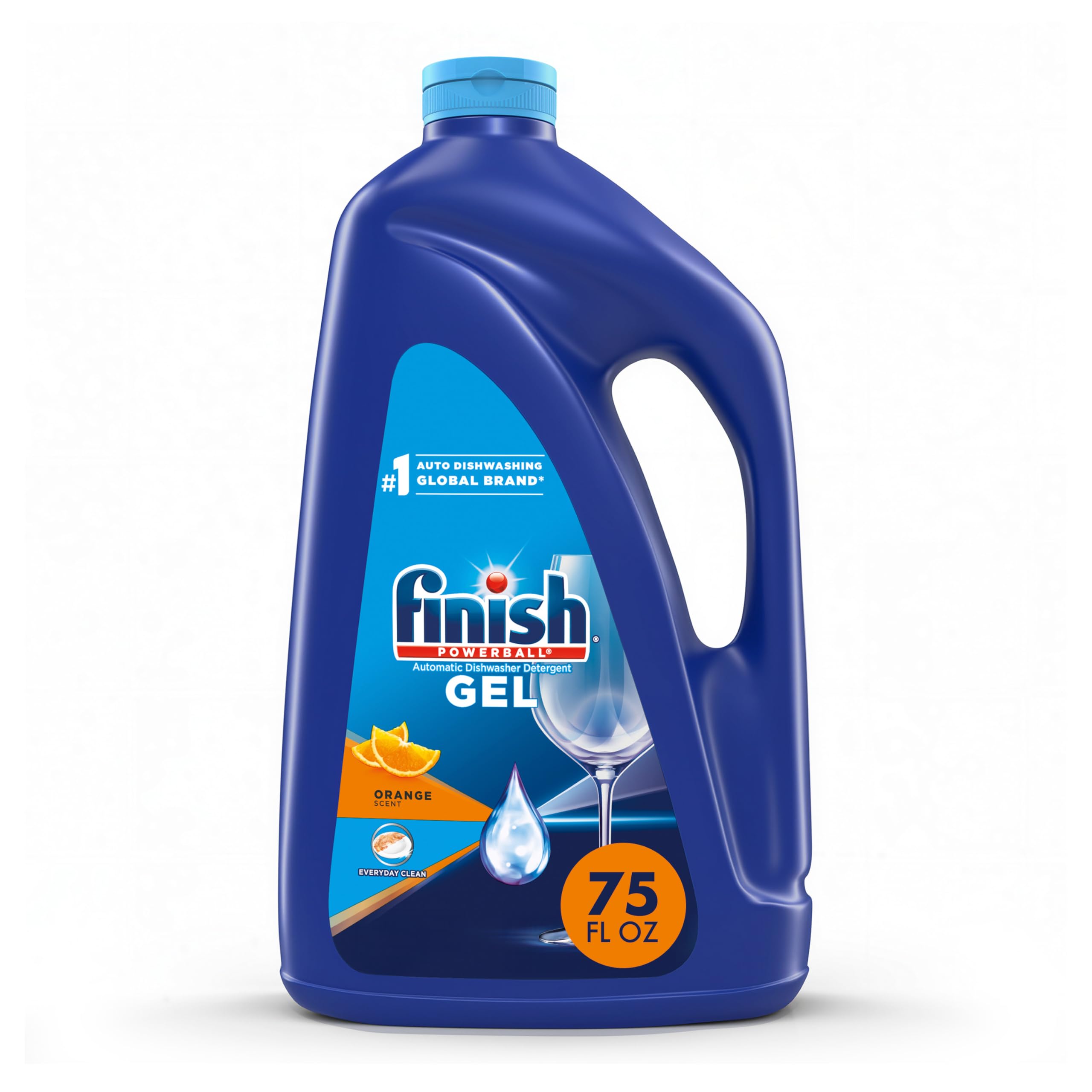 Finish Gel Liquid Dishwasher Detergent, Advanced Deep Cleaning Power Dish Soap, Fights Tough Stains, Dishwasher Soap, Septic Safe &amp; Plastic-Free Dish Detergent, Orange Scent, 75oz