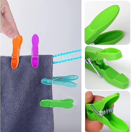 Miniatura 4 de Alfileres de ropa, pinzas de plástico de colores, 24 pinzas para la ropa, agarre fuerte, clips pequeños para perchas, pinzas multiusos para línea de