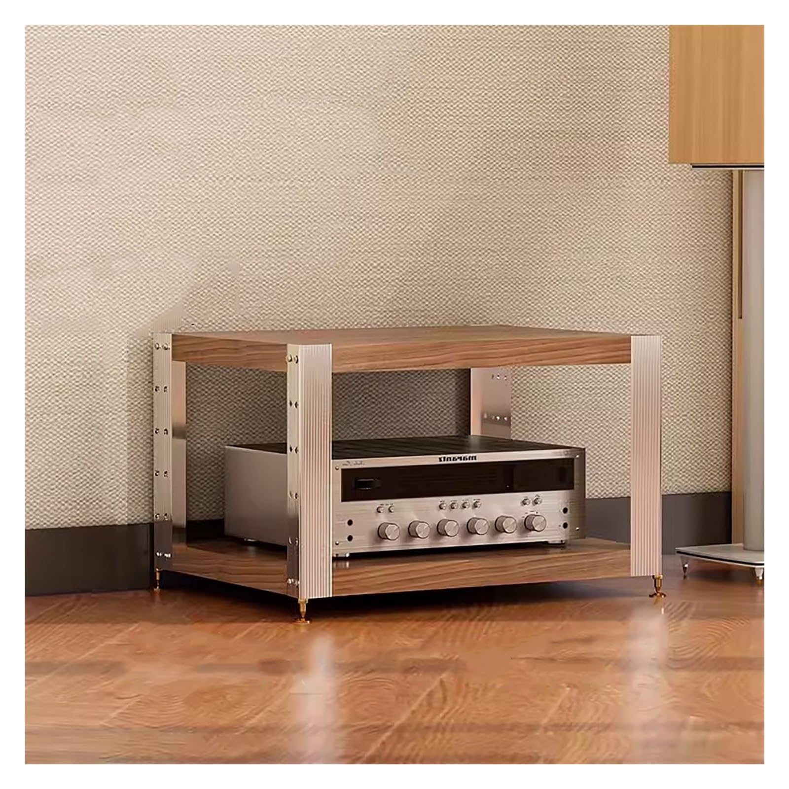 HDYZJQ Heavy Duty Audio Shelf Rack Cabinet for Home Theatre/Office - Stereo Rack with Adjustable Shelf, 1/2/3-Tier Large Capacity Record Player Console (Size : 1 Tier)