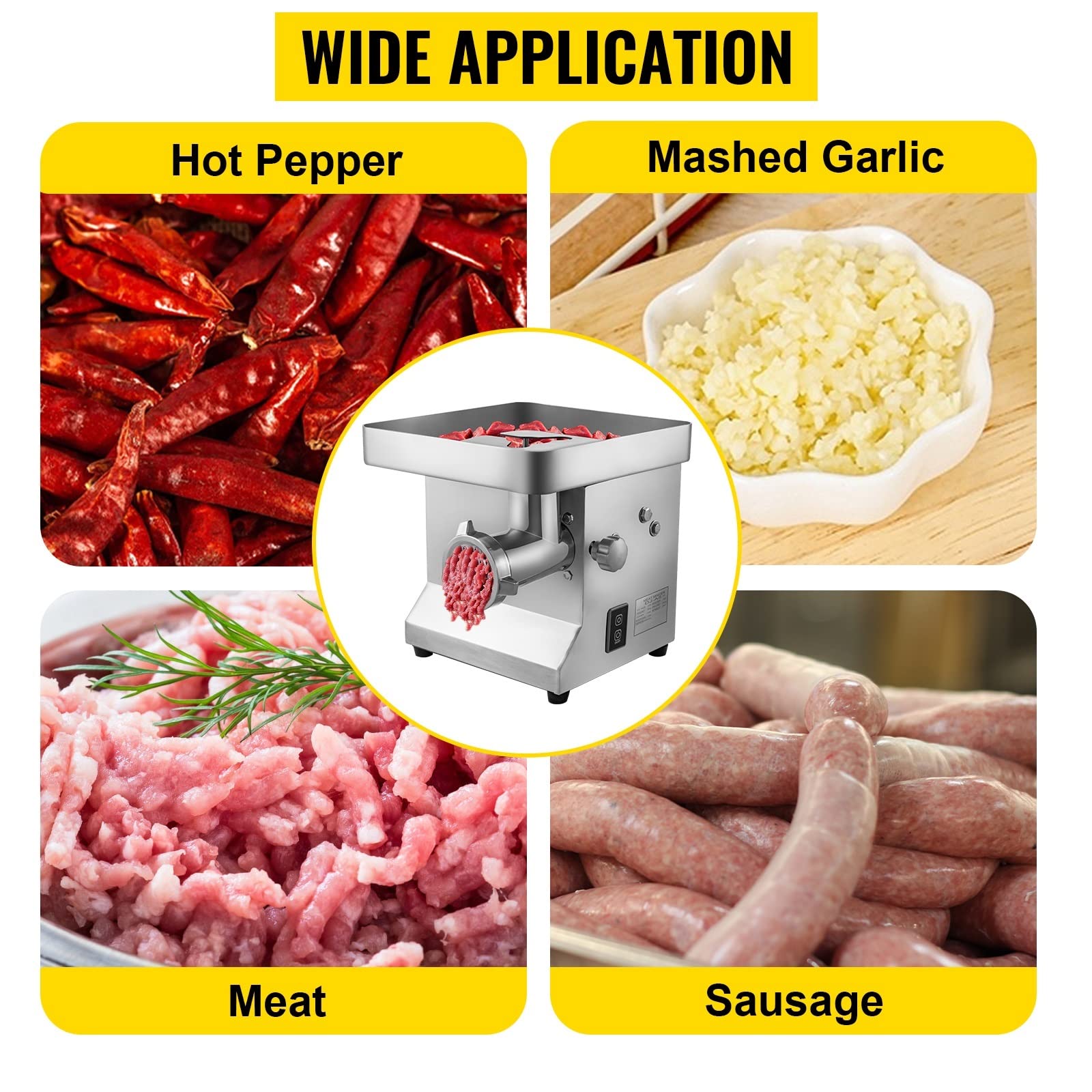 Picadora de carne eléctrica 250Kg/H 300Kg/H Procesador alimentos comercial Relleno salchichas casera alta resistencia Estabilidad Garantizada(300kg per hour)