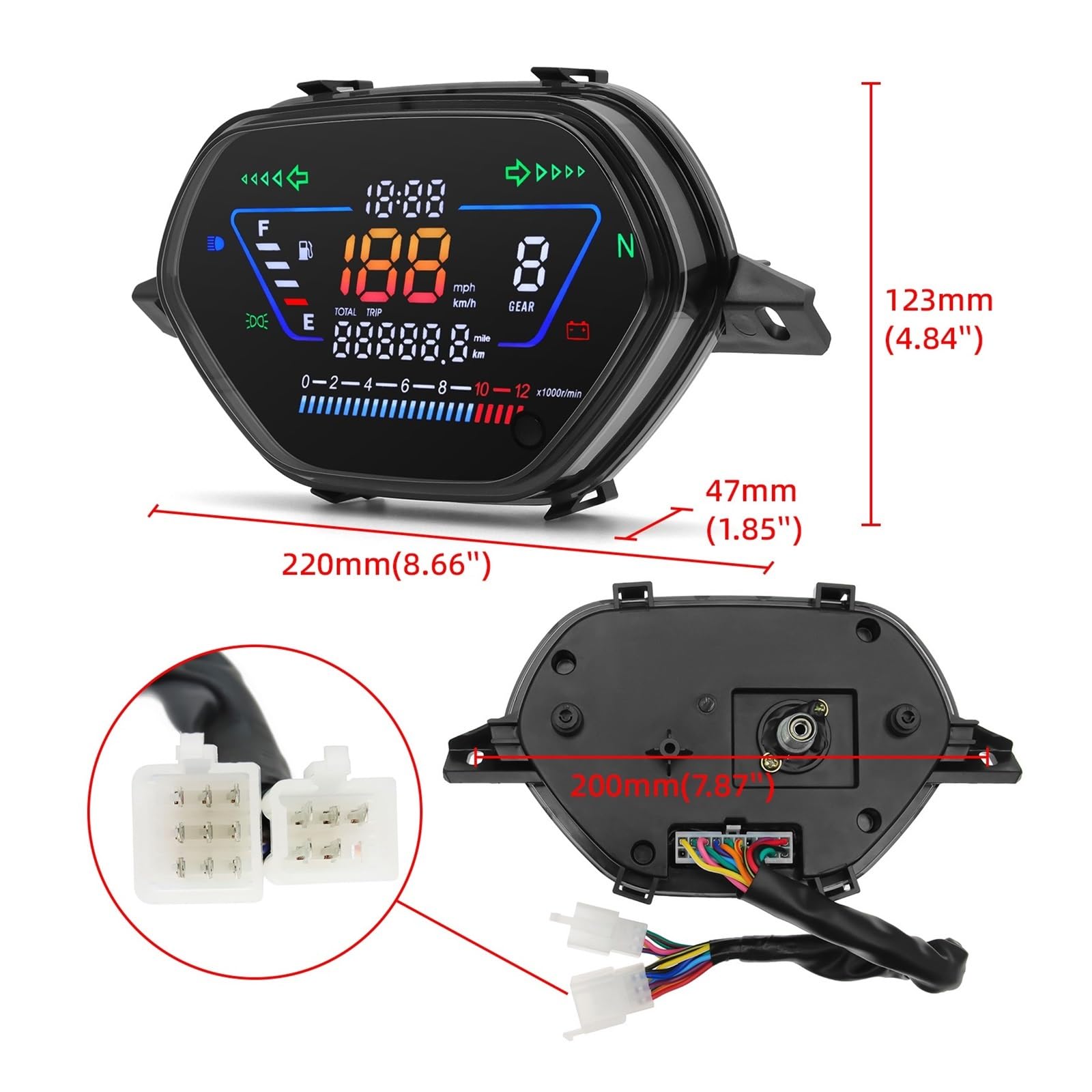 Tachimetro Accessori Moto Digitali Meter Tachimetro Contagiri Contachilometri Strumento Cruscotto Per WAVE100/110
