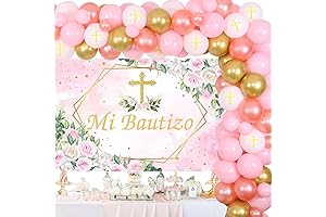 Mi Bautizo Party Decoration Pink White Balloon Garland Kit for Girls with...