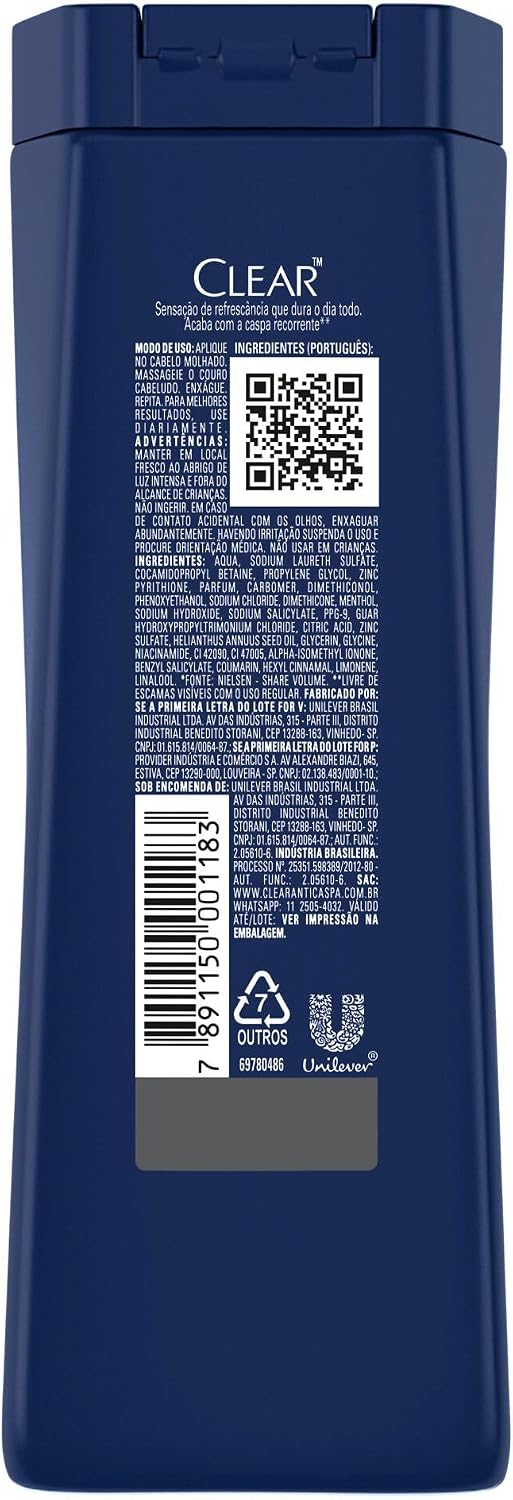 Clear Shampoo Men Anticaspa Ice Cool Menthol 400Ml