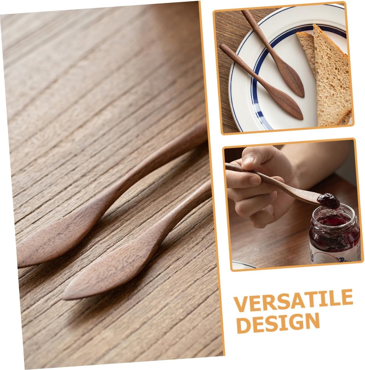 COLLBATH 4pcs Ergonomic Wooden Butter Spreaders Smooth Jam Spatulas for Easy Spreading for Home Restaurant Use for Butter Cheese Jelly and Design