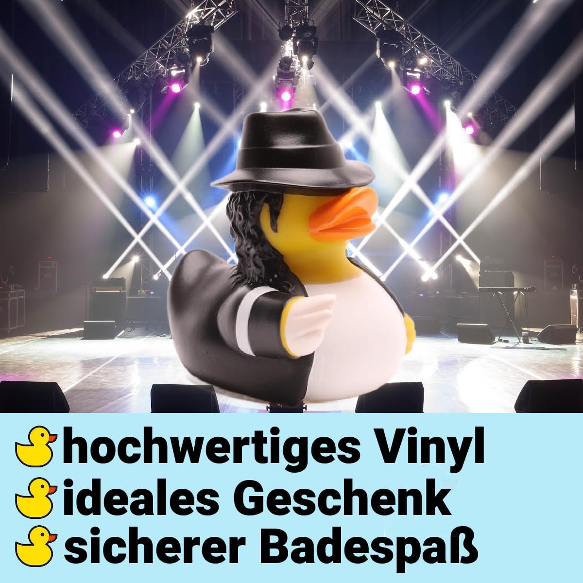 Duckshop I Jack Bath Duck with Squeaky Duck Keyring 9cm Gift for Music Lovers