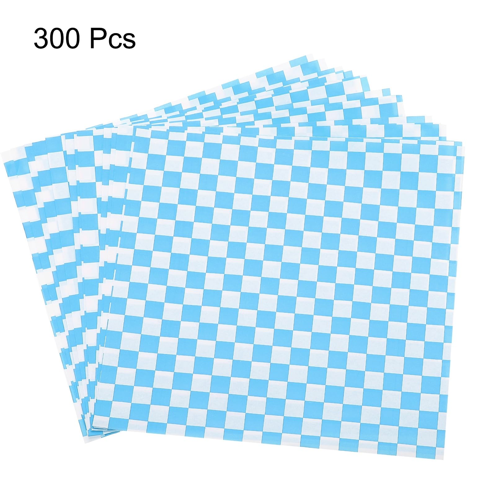 QUARKZMAN 300 Pezzi Carta Oleata A Quadretti 25 X 25 Cm Carta Assorbente Per Alimenti Per Sandwich Carta Da Forno Cestini Da Picnic Pane Hamburger Imballaggio Blu