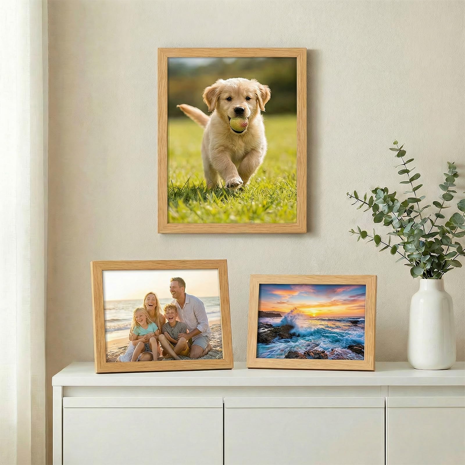 Set di 15 cornici portafoto in diverse misure, 10 x 15,13 x 18, 20 x 25 cm, per decorazione da parete e tavolo, per soggiorno, ufficio, casa