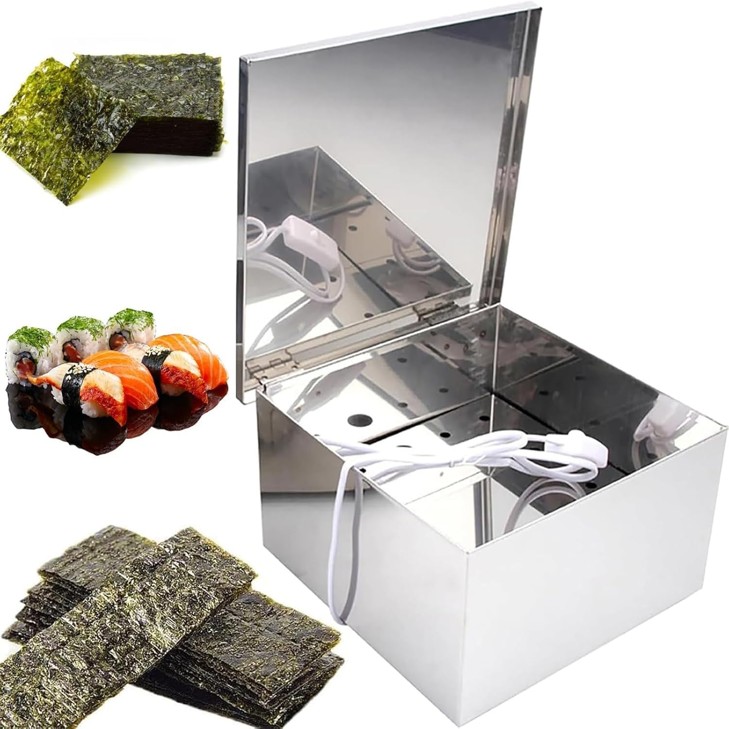 Temperaturverstellbarer Algentrockner aus Edelstahl mit Heizbirne für knusprige Nori, Gemü und Sushi (Large)