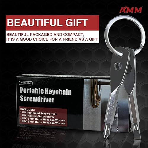 Miniatura 6 de AMM Destornillador portátil 4 en 1 (blanco) Regalos para hombres, múltiples funcionalidades Phillips, destornillador ranurado y dos llaves