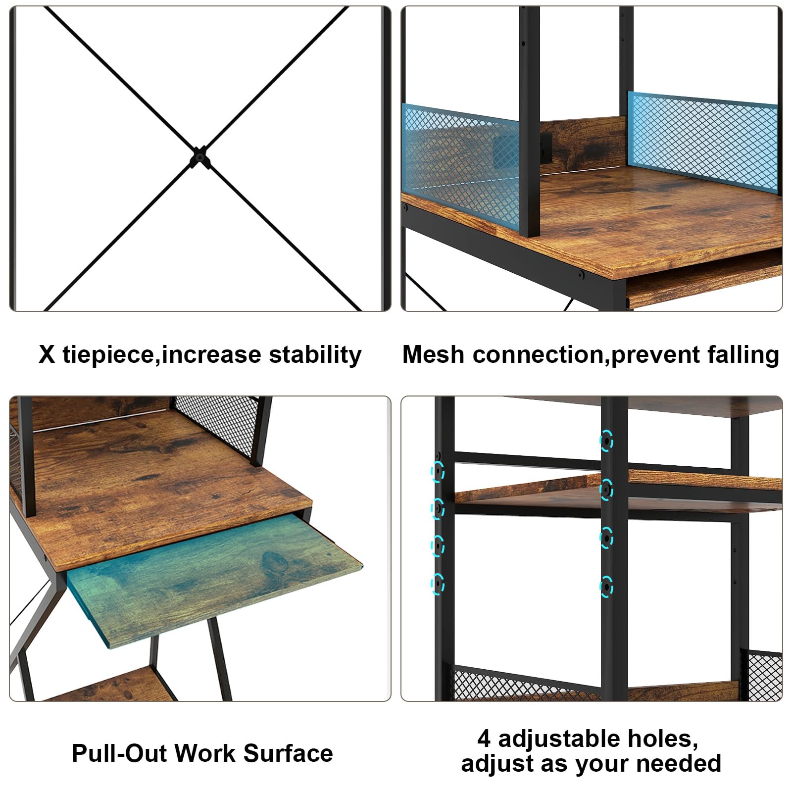 PUNCIA Gabinete de bar de café con mini nevera, soporte para nevera de vino, con plataforma de trabajo temporal, organizador de almacenamiento para microondas, estante para el hogar, oficina