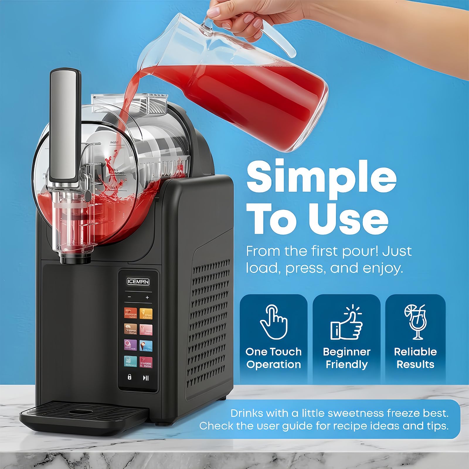 BANGBANGJI Máquina de Granizados Heladera 2L, 6 Programas, Pantalla LED, Autolimpieza, Temperatura Ajustable, para Margaritas, Frappés, Batidos Y Más Black
