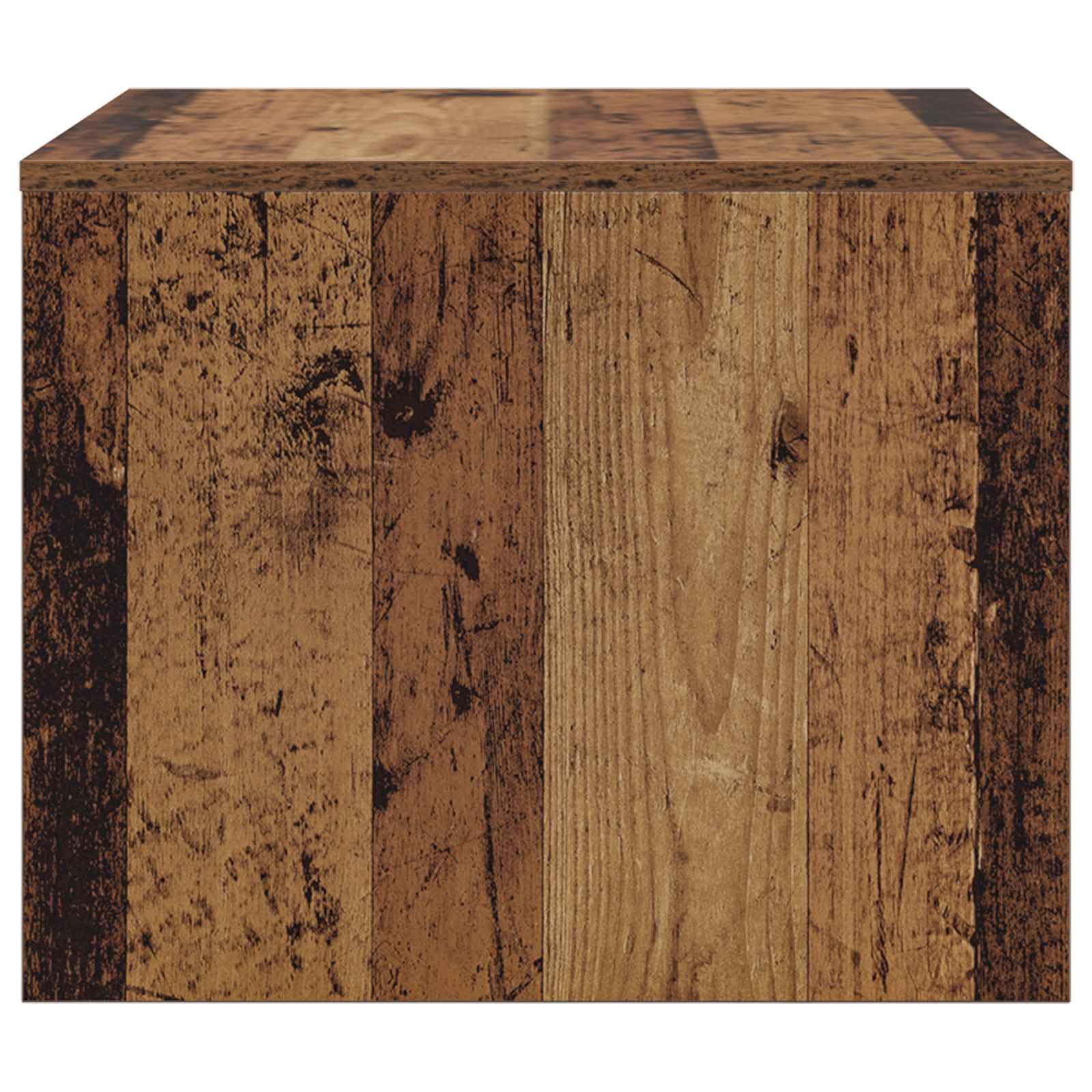 Stolik kawowy ze starego drewna, 60 x 50 x 40 cm, materiał drewnopochodny z miejscem do przechowywania i regałem, do salonu, salonu, biura, wykonany z wytrzymałego materiału drewnopochodnego