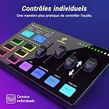 TONOR Audio Interface, Audio Mixer with RGB and Pro-preamp, 6.5mm and XLR Channel, Independent Volume Controls, Instrument Input Supported Soundcard, Suitable for Streaming, Gaming, Recording, TX310 - 3