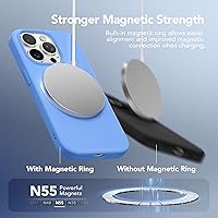 Vista 510 de GONEZ Funda de silicona para iPhone 15 Pro Max, compatible con Magsafe, protector de cámara + protector de pantalla, forro de microfibra suave Negro