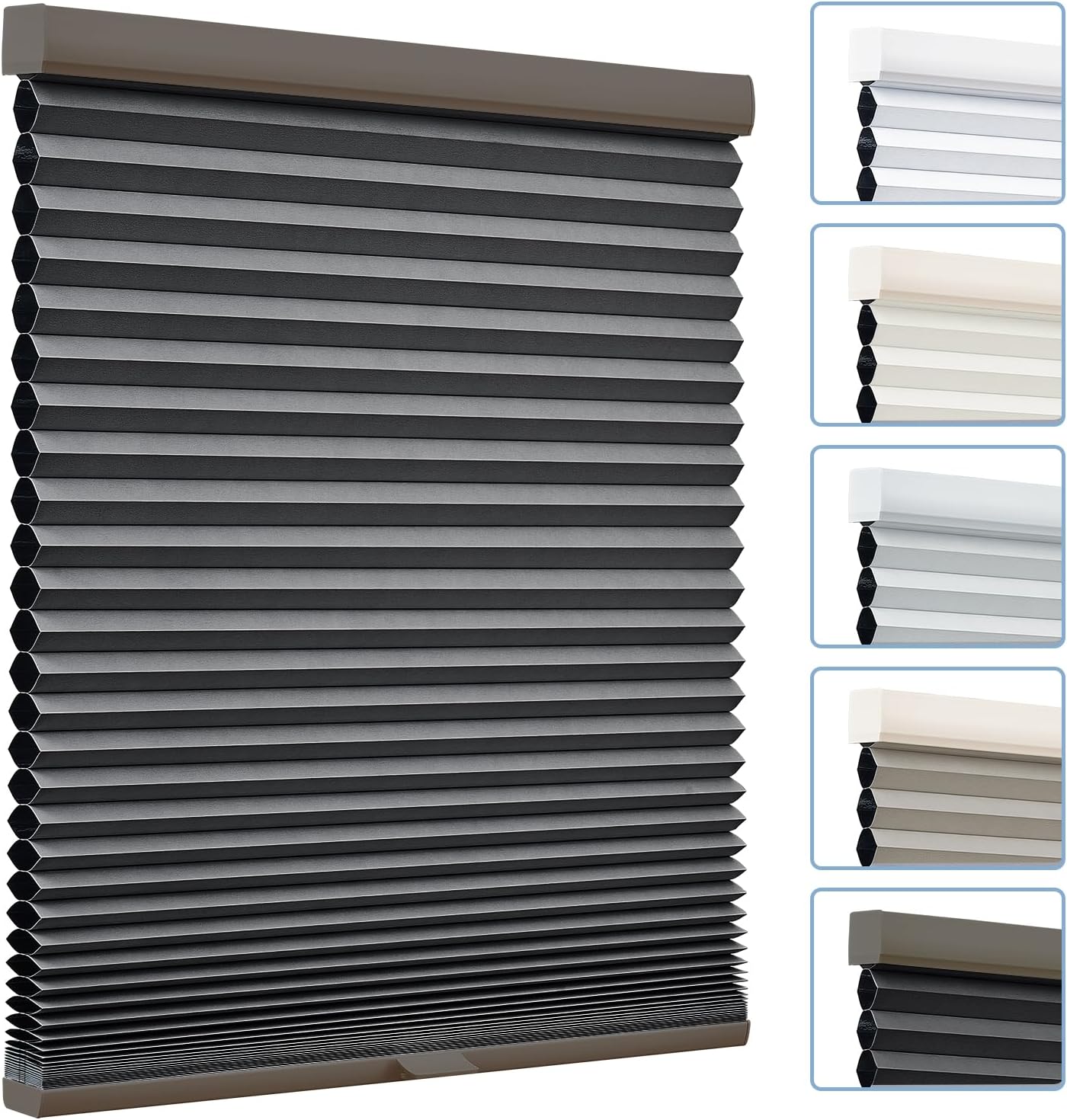 Keego Cordless Cellular Shades Blackout Honeycomb Window Shades Polyester Pleated Pull Down Cellular Blinds Thermal Insulated Window Blinds for Home,Office,Bedroom(Blackout, Espresso, Custom Size)