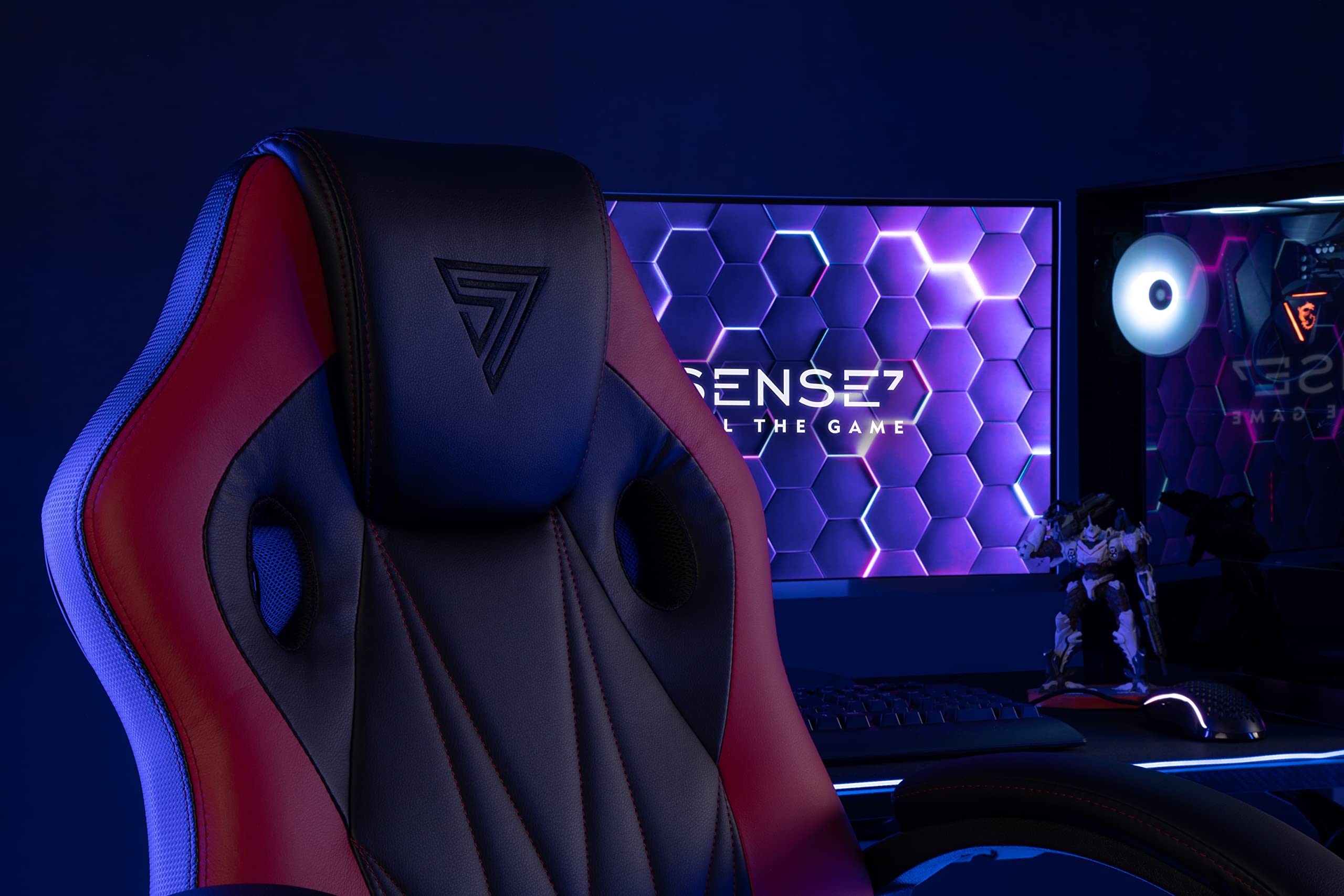 Sense7 Prism Fotel Gamingowy, Sztuczna Skóra, Czarny, 119x62x58
