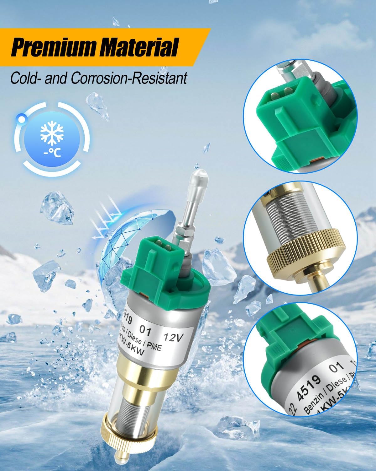 12V 2KW Glow Plug Repair Kit Fit for Eberspacher Airtronic Webasto Diesel Heater 2-5KW, 22ML Fuel Metering Pump with Gaskets Replace 22451901 252069011300 252069100102, Parking Heater Maintenance