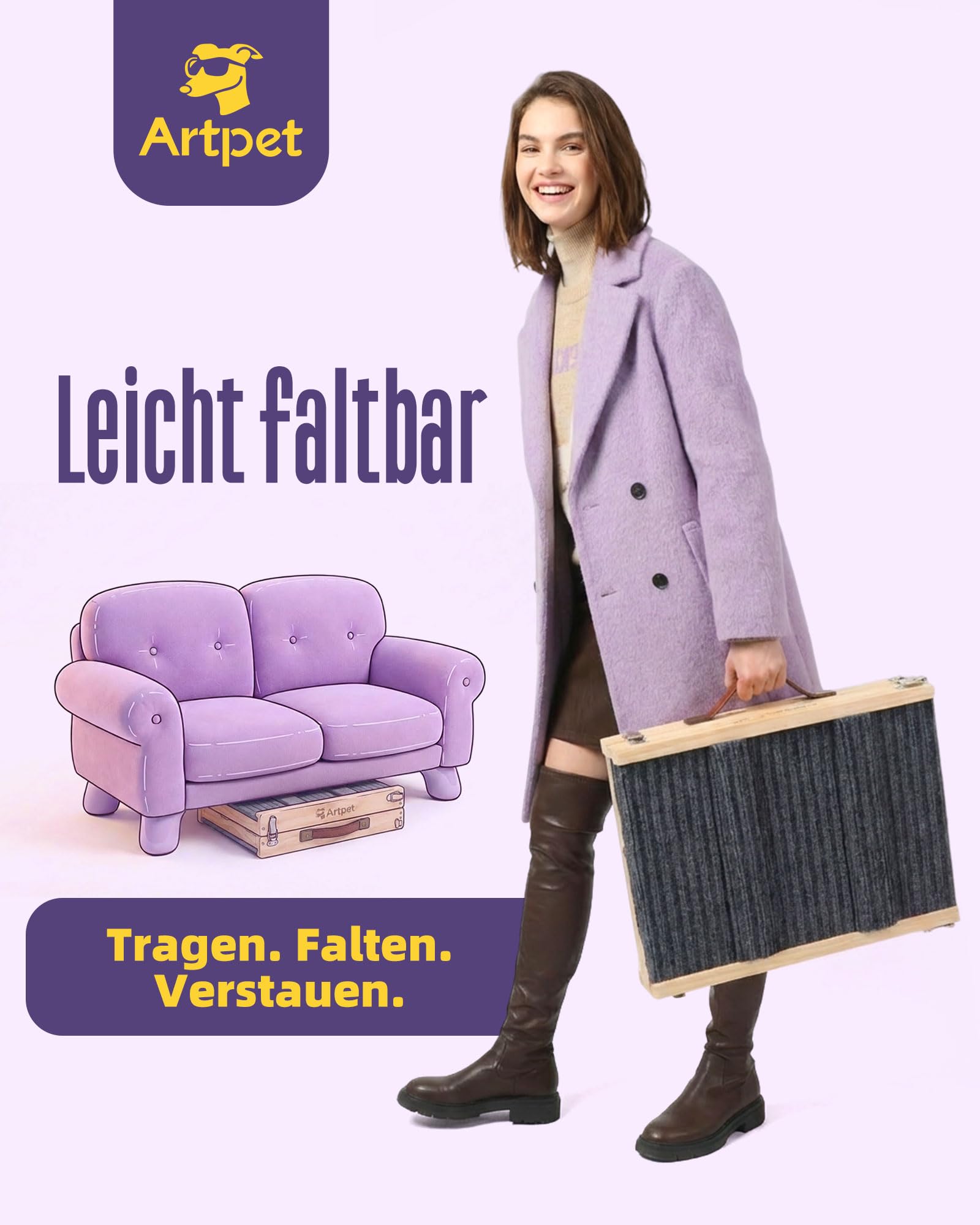Hunderampe für Sofa Bett Klappbar Rampe Klappbar für kleine Hunde Katzen Einstellbar 45 cm, bis zu 20kg