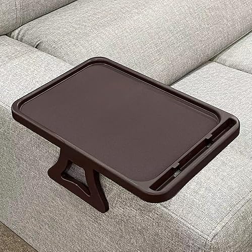 Miniatura 8 de Xchouxer Mesa de clip para reposabrazos de sofá, bandeja de aperitivos de TV, prácticos controles remotos/bebidas/soporte para teléfono (negro)