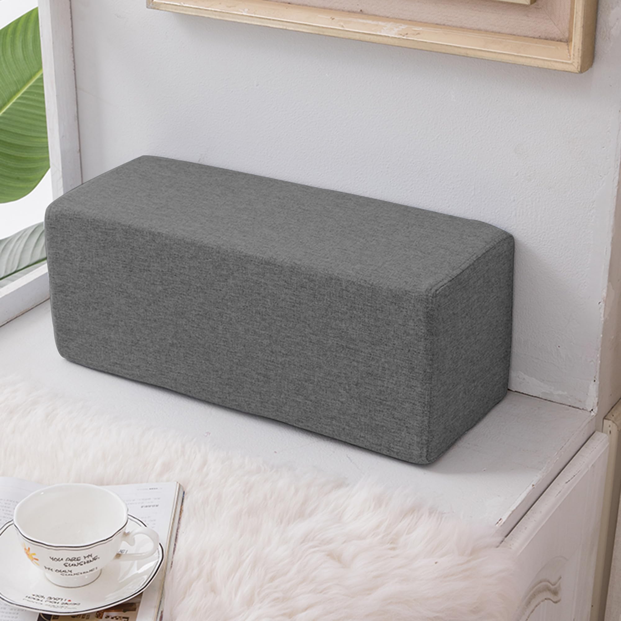 Almohada gruesa para reposabrazos, cojín con cremallera, relleno de espacio de cama, cojín para leer, relajarse, lavable, cojín cuadrado para reposacabezas, almohadas lumbares (70 x 20 x 20 cm
