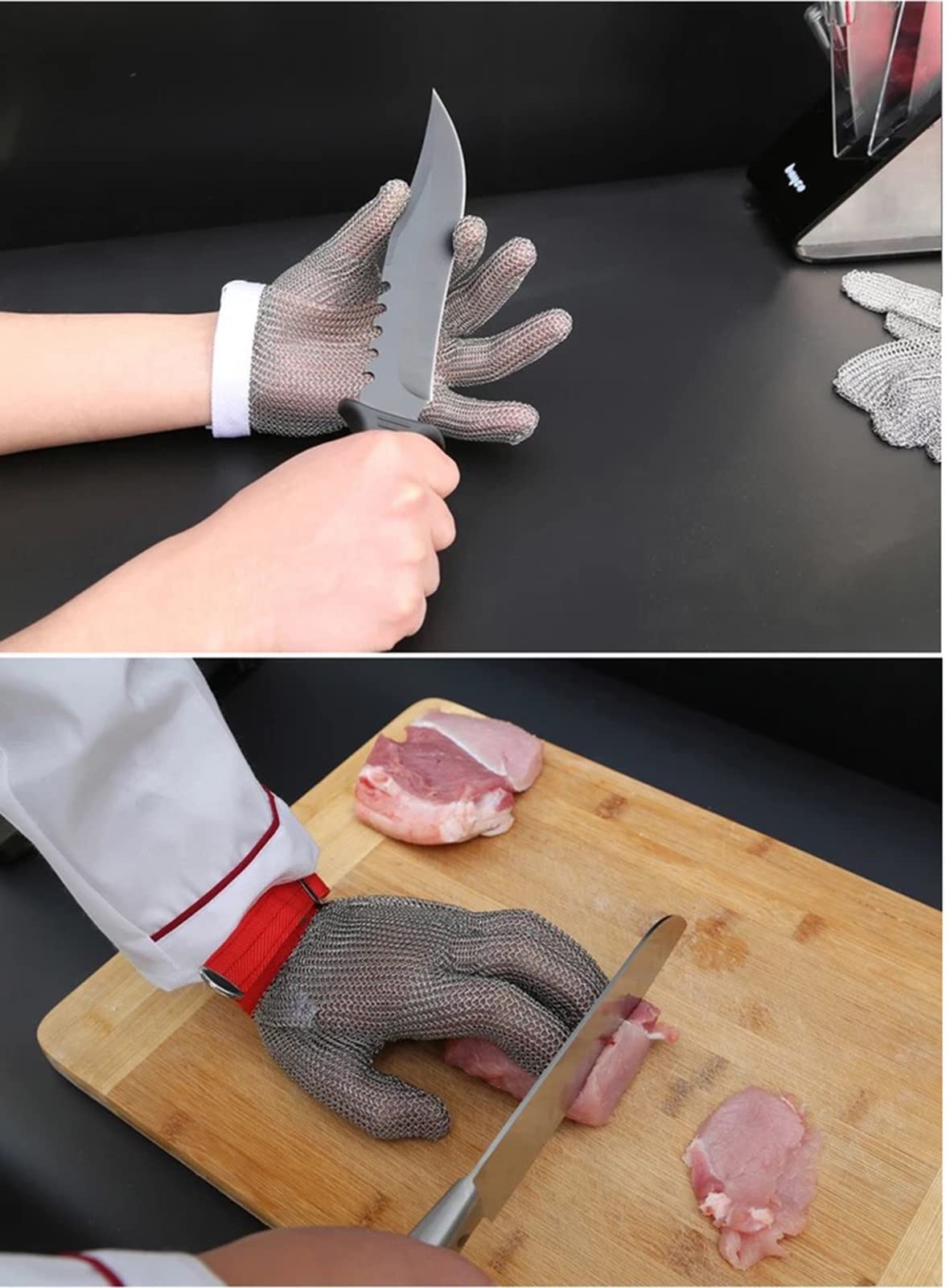 WXYZ Guanti Resistenti ai lavori di Sicurezza di Classe 9,Guanti in Metallo in Acciaio Inox,utilizzati for la macellazione,Andare a ostriche,Cucina (Color : 5pcs/M)