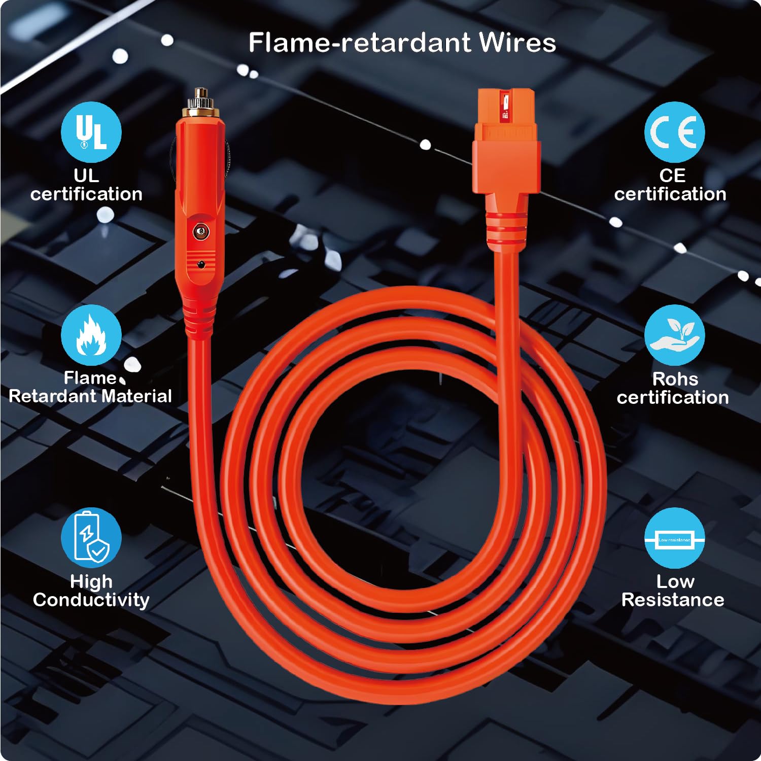 Auto-Ladekabel (2,5m) | 12V/24V Zigarettenanzünder auf XT60i Adapter | Für Ecoflow, Bluetti, Anker, ALLPOWERS Power Stations