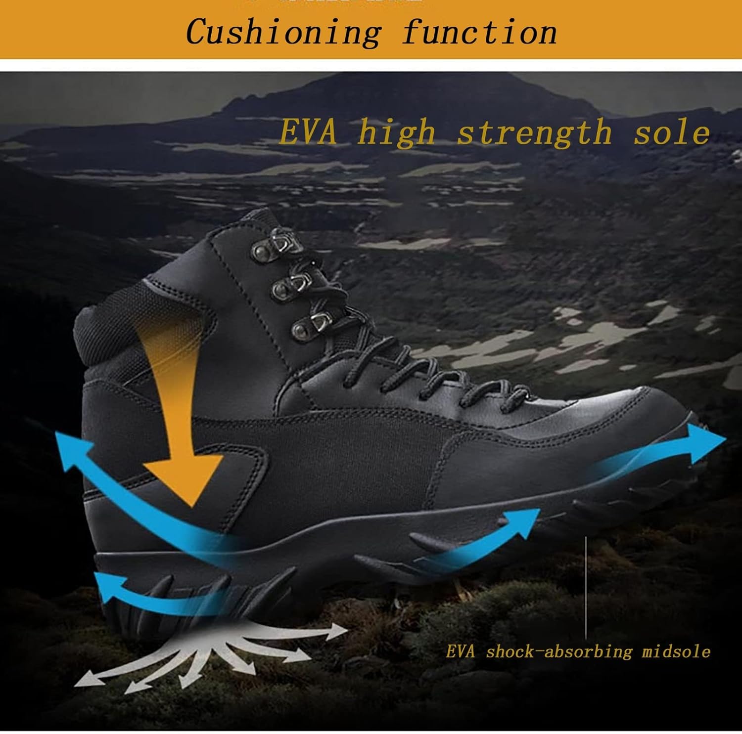 CLSQLXYJZC Outdoor Mid-top Desert Tactical Boots, Waterproof Non-slip Outdoor Rubber Sole Mountaineering Boots, Durable Lace-up Sports Breathable Trekking Boots