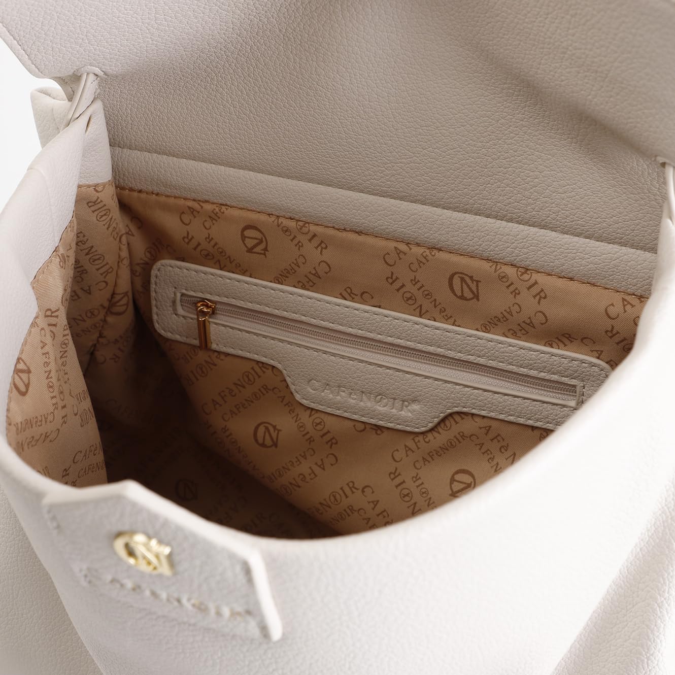 CAFèNOIR - Borsa Donna a Mano con Tracolla a Catena Removibile, Pattina Decorativa, Logo Metallo, Tasca Zip, stile Casual Chic Raffinato