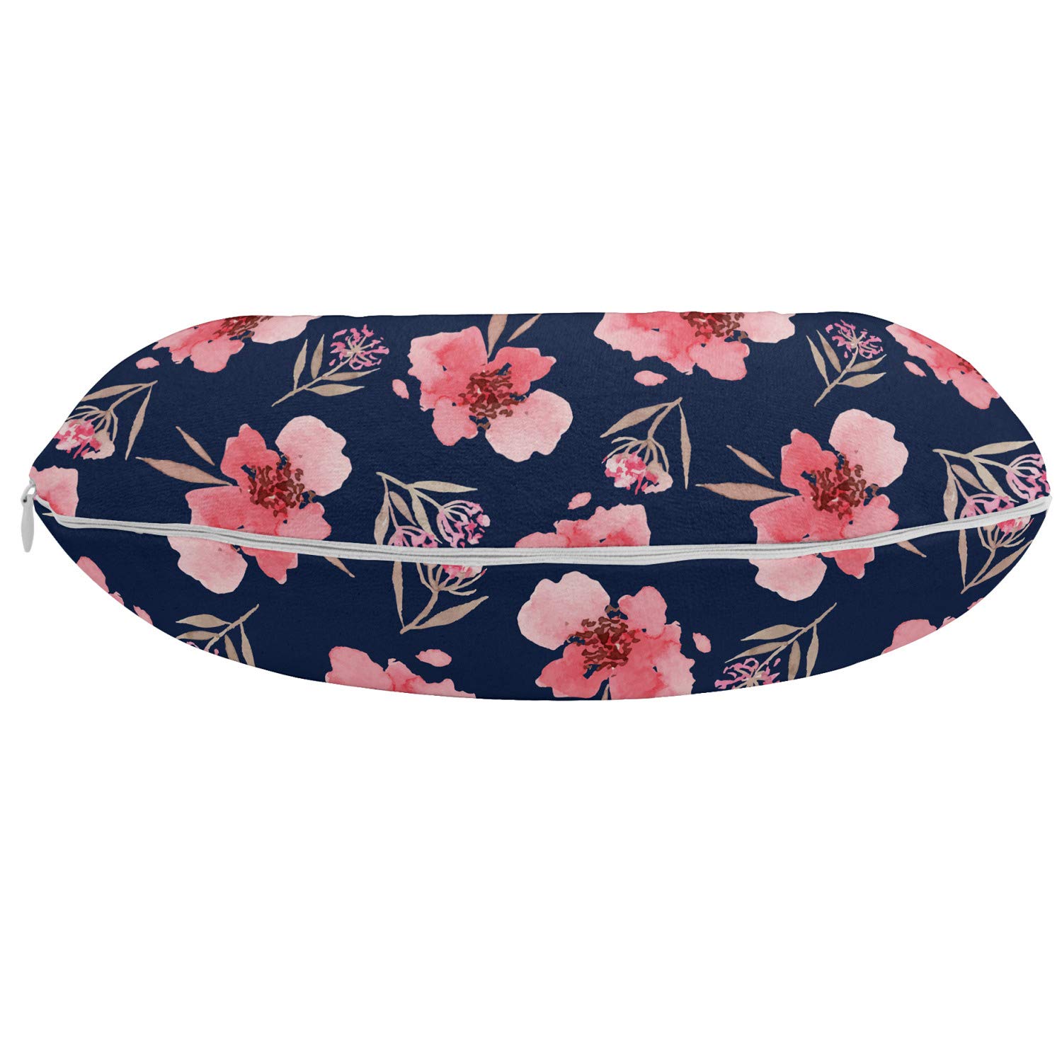 Ambesonne Floral Travel Pillow Neck Rest, Brush Bouquet of Wildflowers Picturesque Nature Summer Season Design, Memory Foam Traveling Accessory for Airplane and Car, 12