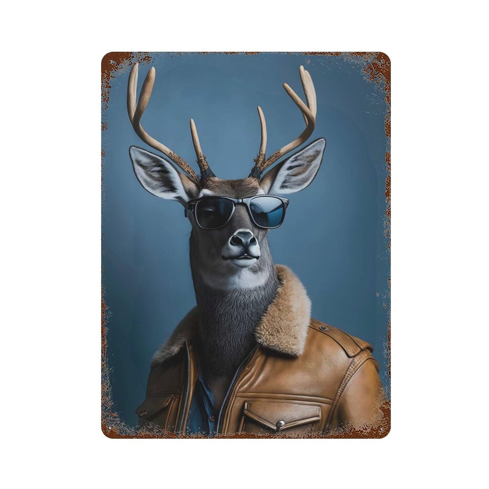 Cool Deer Modern with Sung Weathered Tin Sign 15.7"x11.8", Novelty Wall Decor for Garage, Pub Or Kitchen