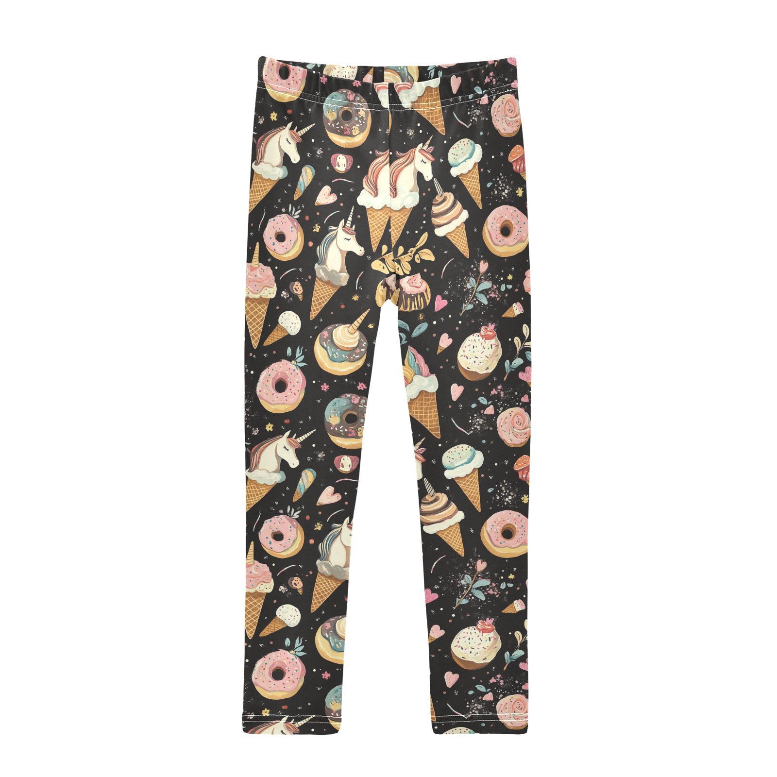 Unicorns Ice Cream Girls' Leggings Toddler Doodles Doughnuts Kids Yoga Pants Dance Active Tights 5T