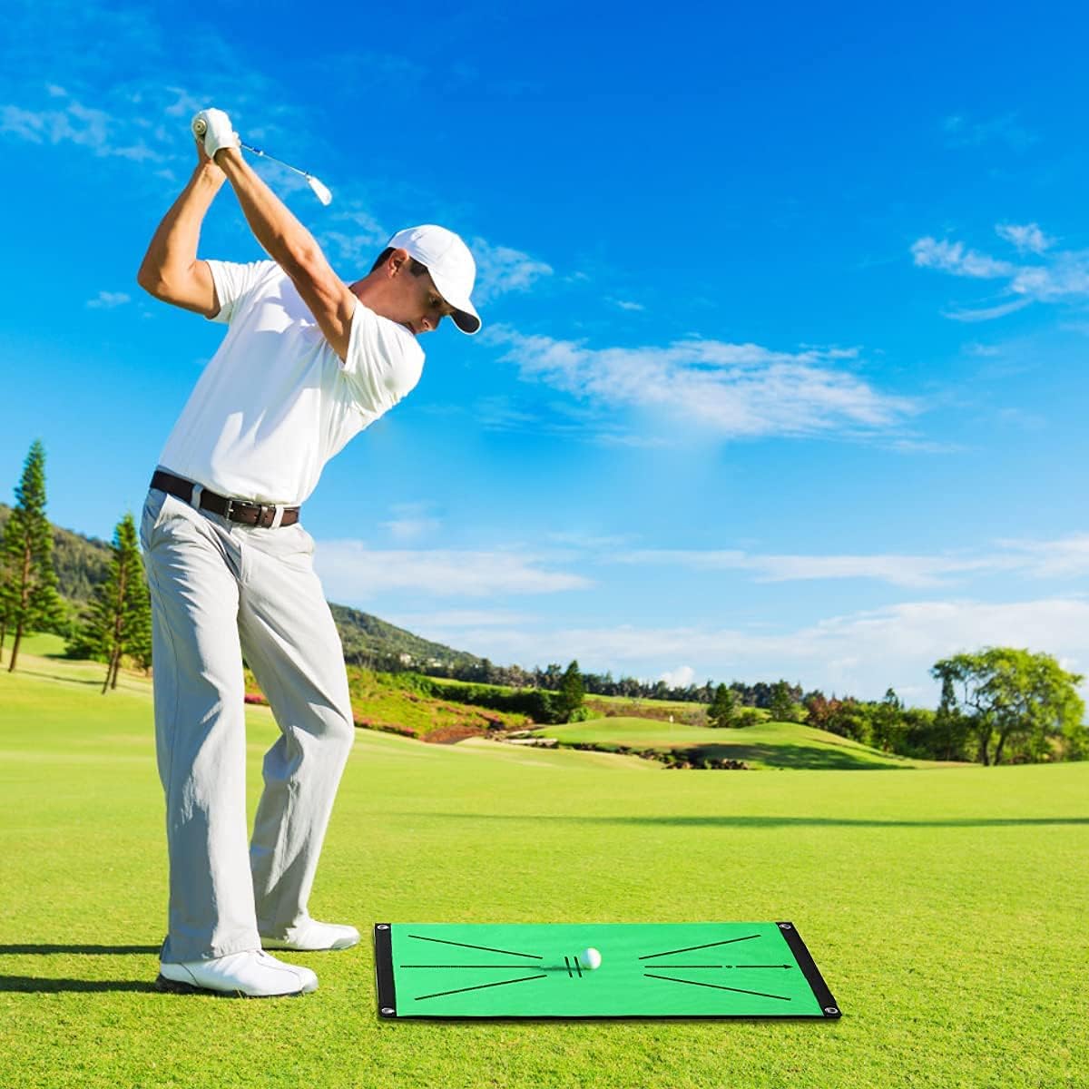 Golf Hitting Mat Golf Training Set with 7 Pcs Golf Practice Balls Indoor & Outdoor Golf Chipping Pitching Cage Mats, Golf Practice Training Aids with Mat : Sports & Outdoors