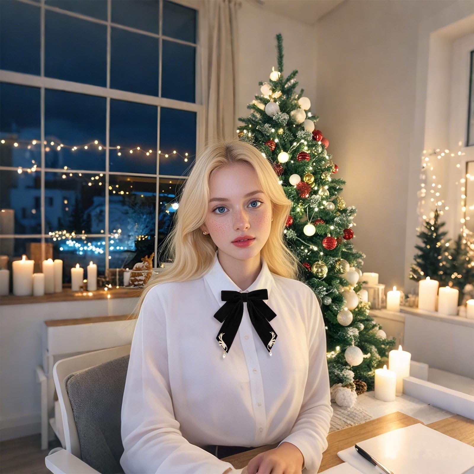 LHXzizizi Velvet Bow Tie for Women Solid Color Womens Bow Tie Adjustable Pre-tied Bowtie for Wedding Party School Banquet (Black)