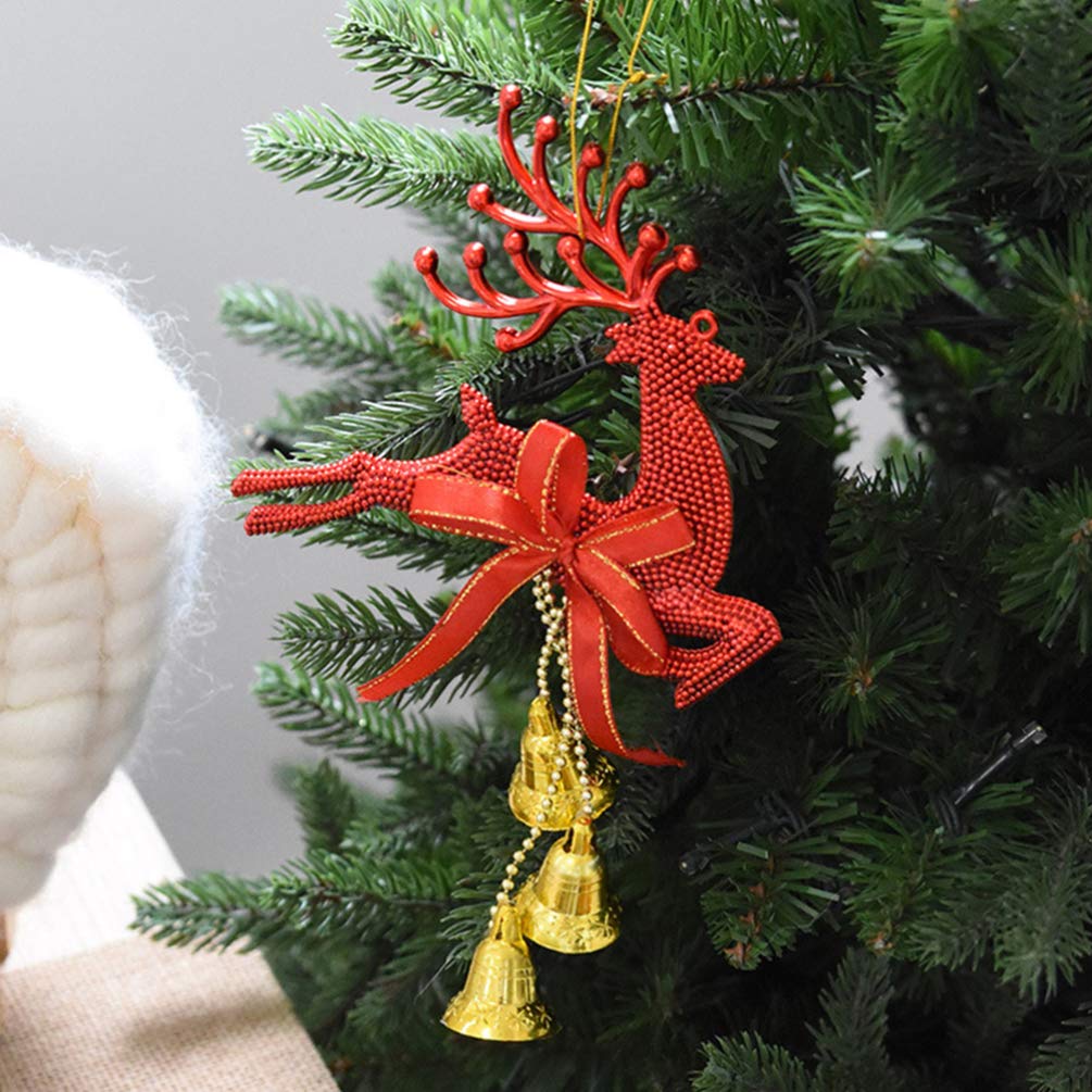 Cabilock Hollow Deer Reindeer Bell Ornaments 6pcs Red Christmas Tree Ornaments for Party Decorations Random Color